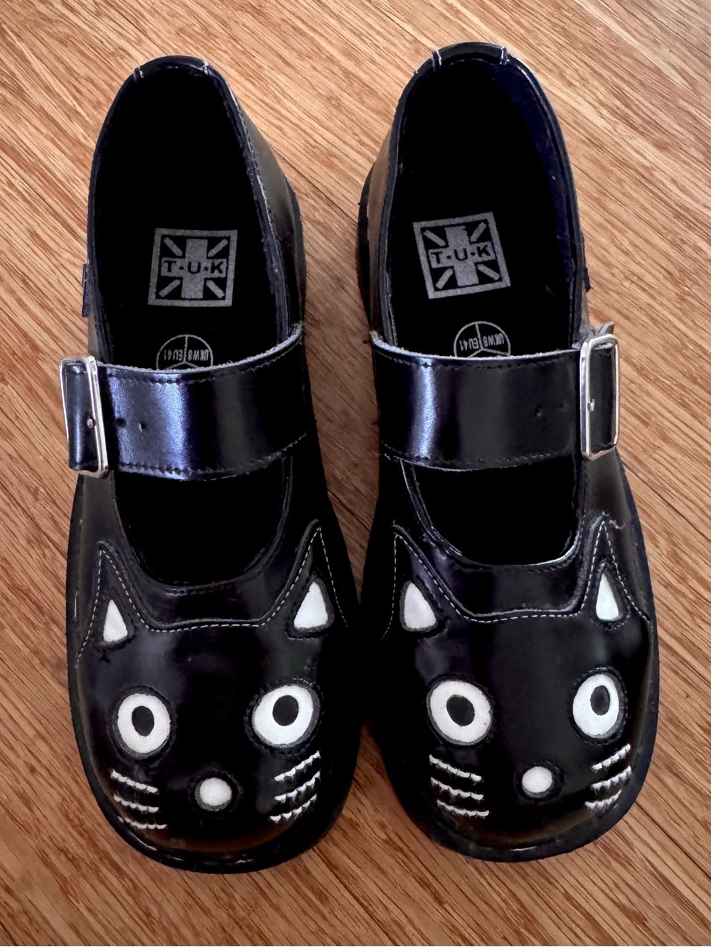 T.U.K Black Mary Jane Cat Face Shoes - women’s 10